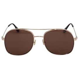 Tom Ford-Tom Ford Square Aviator Sunglasses in Gold Metal-Golden