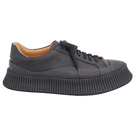 Jil Sander Baskets à Plateforme en Cuir Noir Noir
