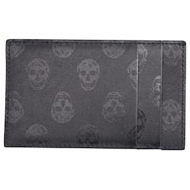 Alexander Mcqueen-Alexander McQueen Biker Skull Card Holder in Black Leather-Black
