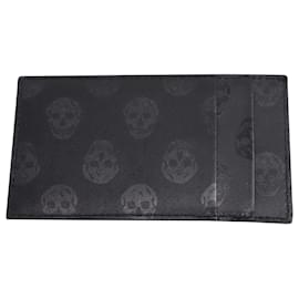 Alexander Mcqueen-Alexander McQueen Biker Skull Card Holder in Black Leather-Black