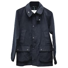 Barbour-Barbour White Label Slim Unlined Bedale Casual Jacket in Navy Blue Cotton-Navy blue