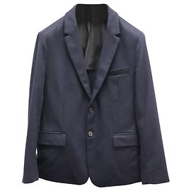 Ami Einreihiger Blazer aus marineblauer Wolle Blau Marineblau