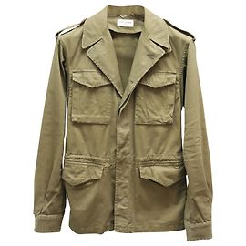 Saint Laurent Militär-Langarmjacke aus armeegrüner Baumwolle Grün