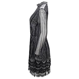 Michael Kors-Michael Kors Crystal Embellished Lace Mini Dress in Black Polyester-Black