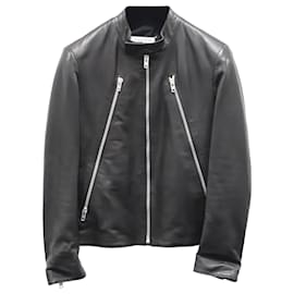Maison Martin Margiela-Maison Margiela MM6 Zip Racing Jacket in Black Calfskin Leather -Black