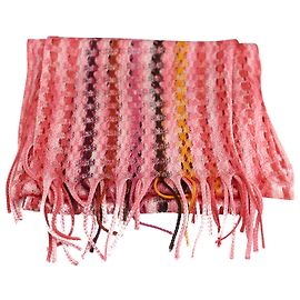 Cachecol com franjas Missoni em viscose laranja e rosa Rosa