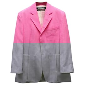 Jacquemus-Jacquemus La Veste D'Homme Oversized Blazer in Pink Viscose-Pink