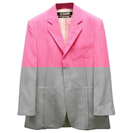 Jacquemus-Jacquemus La Veste D'Homme Oversized Blazer in Pink Viscose-Pink