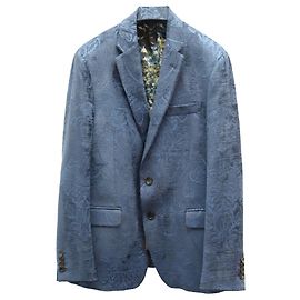 Jaqueta Blazer Jacquard Clássico Etro Jacquard em Viscose Bambu Azul Azul