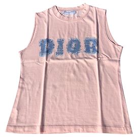 Top Christian Dior Rosa e Blu con Logo Grafico Rosa Blu