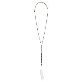 Ann Demeulemeester Colar vintage de penas e couro Anne Demeulemeester Branco Cru