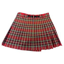 Miu Miu-Pleated mini skirt-Red