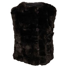 Yves Salomon Chaleco Yves Solomon en piel de conejo rex marrón Negro