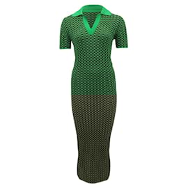 Fendi-Fendi Robe Mi-Longue En Maille Jacquard À Carreaux En Viscose Verte-Autre