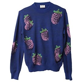 Acne Studio Pull Koray Fruit Jacquard en Acrylique Bleu Bleu