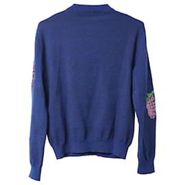 Acne-Acne Studio Koray Fruit-Jacquard Sweater in Blue Acrylic-Blue