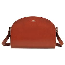 Apc-Demi-Lune Bag in Noisette Leather-Brown