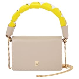 Burberry-Mini Borsa a Spalla Jessie in Pelle Grana di Vitello Multicolor-Bianco,Crudo