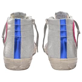 Golden Goose-Slide Sneakers in White/Multicolored Leather-White