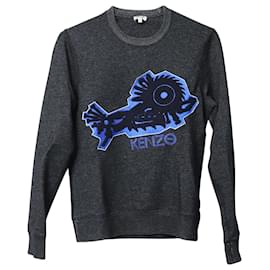 Kenzo-Sweat brodé Kenzo en coton gris-Gris