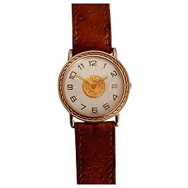 Relógio Hermès Sellier Ouro e Aço Branco Branco