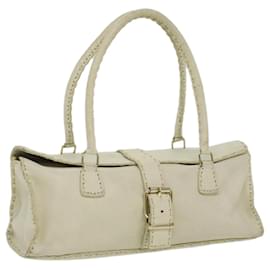 Fendi-FENDI Celeria Shoulder Bag Leather White Auth ar8736-White