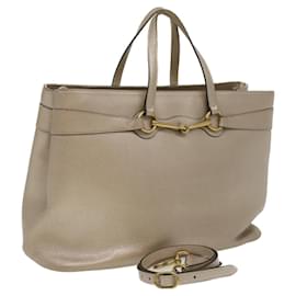 Gucci-GUCCI Horse Bit GG Canvas Hand Bag Leather 2way Gold Beige 320903 auth 34589-Beige,Golden