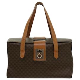 Céline-CELINE Macadam Canvas Hand Bag PVC Leather Brown Auth 34655-Brown