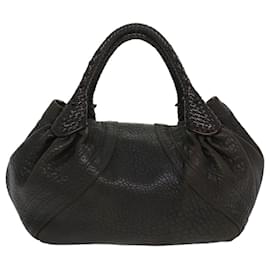 Fendi-FENDI Hand Bag Leather Brown Auth ac1646-Brown