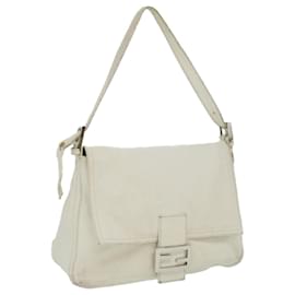 Fendi-FENDI Mamma Baguette Shoulder Bag Leather White Auth bs3691-White