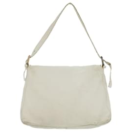 Fendi-FENDI Mamma Baguette Shoulder Bag Leather White Auth bs3691-White