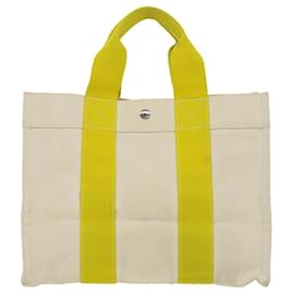 Hermès-HERMES Bora Bora PM Tote Bag Canvas Beige Yellow Auth bs3727-Beige,Yellow