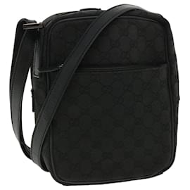 Gucci-GUCCI GG Canvas Shoulder Bag Canvas Black 03136 Auth ki2642-Black