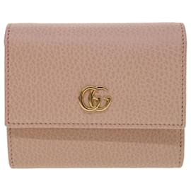 Gucci-GUCCI GG Marmont Wallet Leather Pink 546584 Auth ki2633-Pink