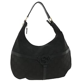 Gucci-GUCCI GG Canvas Interlocking Shoulder Bag outlet Black 253338 Auth hk554-Black