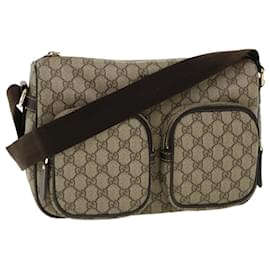 Gucci-GUCCI GG Canvas Shoulder Bag PVC Leather Beige Auth ki2643-Beige