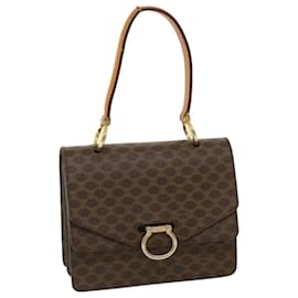 Céline-CELINE Macadam Canvas Hand Bag PVC Leather Brown Auth 34613-Brown