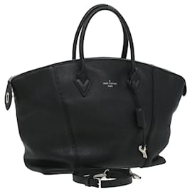 Louis Vuitton-LOUIS VUITTON Parnasea Lockit MM Hand Bag Leather Black M94592 LV Auth bs3608-Black