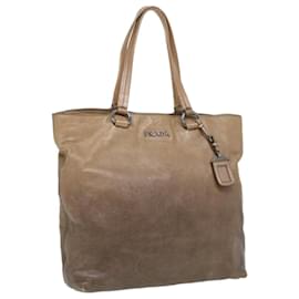 Prada-PRADA Tote Bag Leather Beige Auth ar8732-Beige