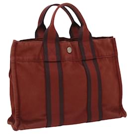 Hermès-HERMES Fourre Tout PM Hand Bag Canvas Red Auth bs3739-Red