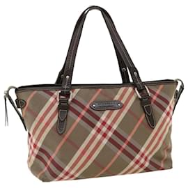 Burberry-BURBERRY Nova Check Tote Bag Nylon Red Auth hk575-Red