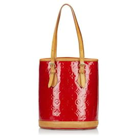 Louis Vuitton-Louis Vuitton Monogram Vernis Bucket PM with Pouch-Red