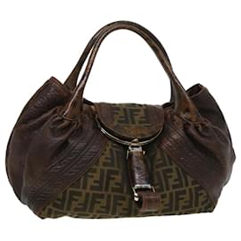Fendi-FENDI Zucca Canvas Spy Bag Hand Bag Brown Auth ac1645-Brown