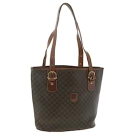 Céline-CELINE Macadam Canvas Tote Bag PVC Leather Brown Auth ar8713-Brown
