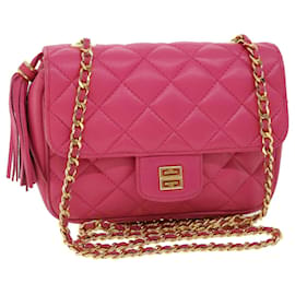Givenchy-GIVENCHY Matelasse Chain Shoulder Bag Leather Pink Auth am3621-Pink
