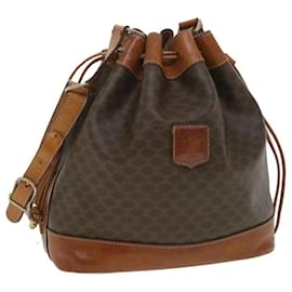 Céline-CELINE Macadam Canvas Shoulder Bag PVC Leather Brown Auth ac1607-Brown