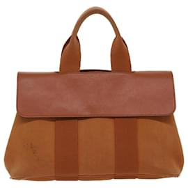 Hermès-HERMES Valparaiso MM Hand Bag Canvas Orange Auth bs3738-Orange