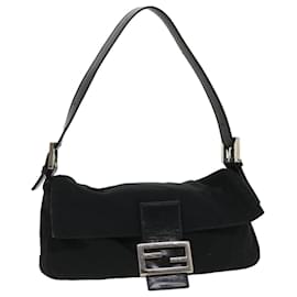 Fendi-FENDI Mamma Baguette Shoulder Bag Nylon Black Auth am3620-Black