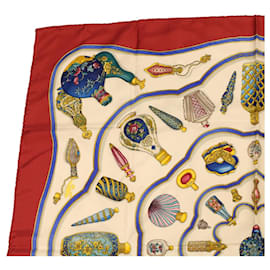 Hermès-HERMES CARRE 90 Pourvu qu'on ait l'ivresse Scarf Silk White Red Auth bs3655-White,Red