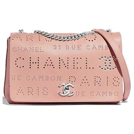 Chanel-Chanel 2019 Sac à rabat classique à œillets avec logo-Rose